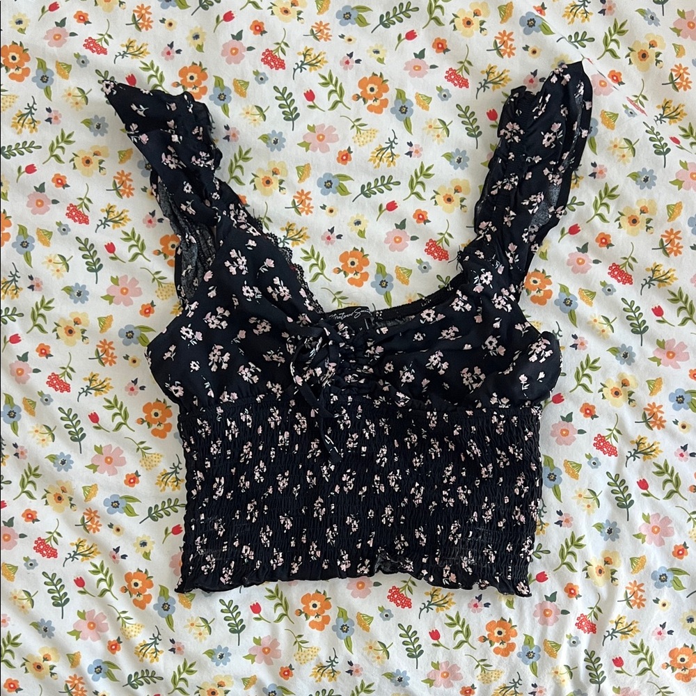 Black Floral Tank Top